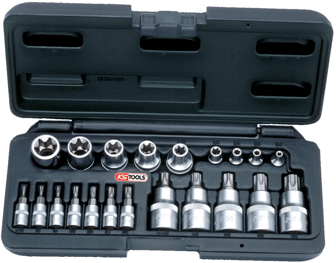 KS Tools 911.4307 1/4 x 1/2-inch TX Socket Set (21 Pieces), Variety pack