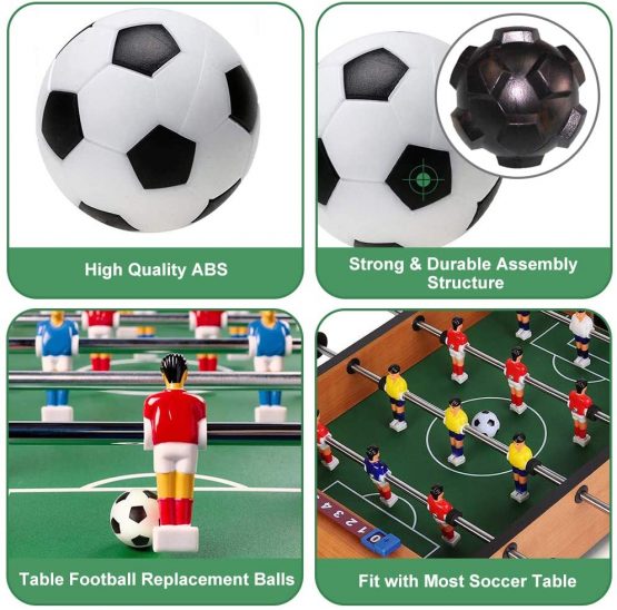 ZAWTR Table Football Balls 32mm, 6 Pcs Mini Table Soccer Replacement Balls, Table Fussball Balls ideal for Kids Adults Football Table Game Supplies (Black and White) - Image 3