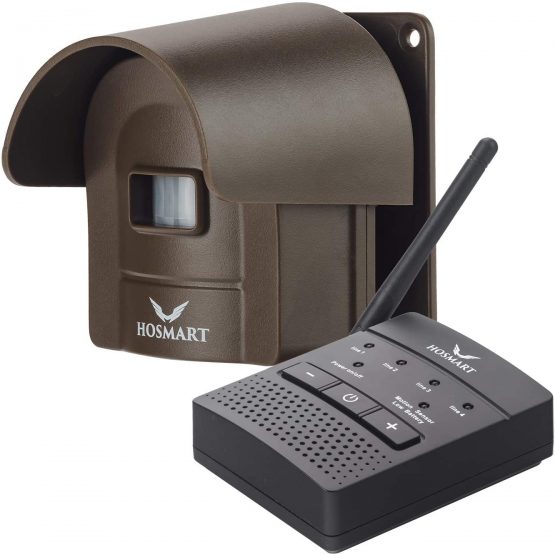HOSMART 1/2 Mile Long Range Rechargable Wireless Driveway Motion Alarm System Outdoor Weatherproof Motion Sensor & Detector (1 Base Receiver and 1 Coffee Sensor)