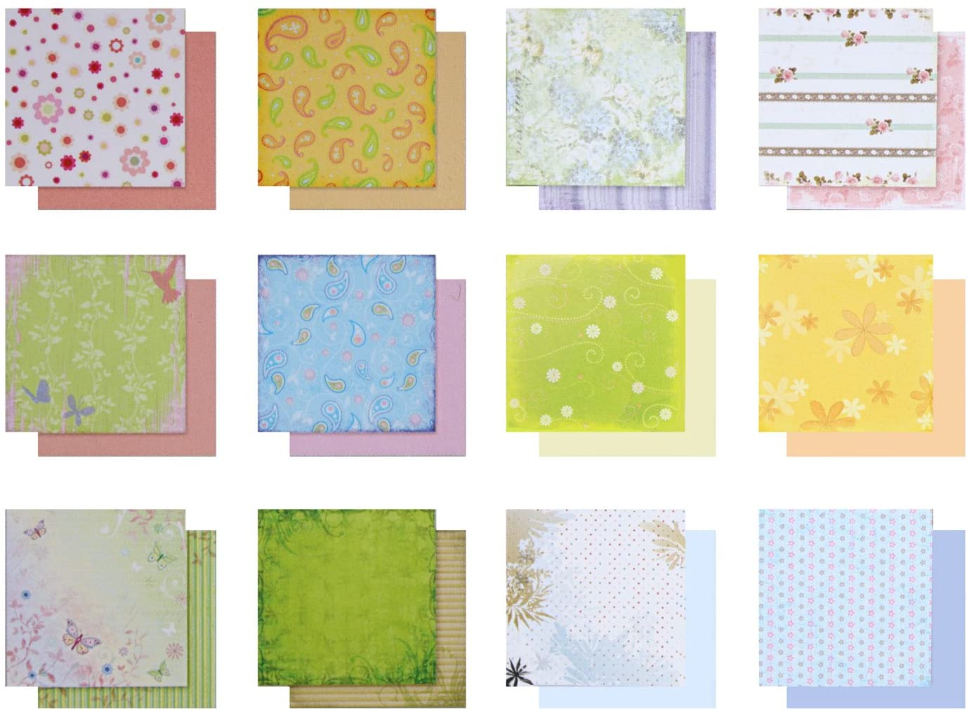 Folia 10149 Block Flower 30.5 x 30.5 cm Design Paper 12 Sheets, Assorted, White, 30.5x30.5cm - Image 2