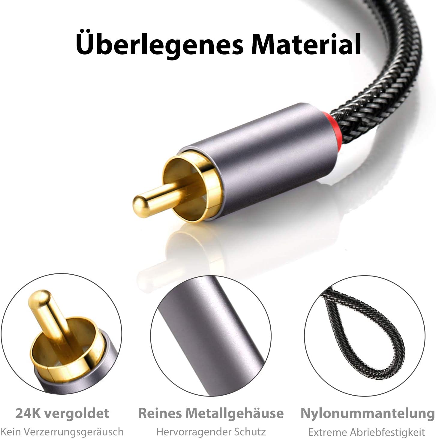 DuKabel TopSeries câble stéréo 3,5 mm vers 2 RCA mâles