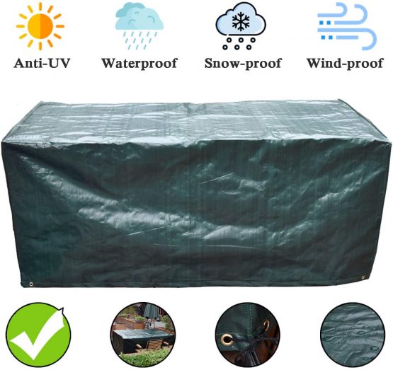 Outdoor Rattan Furniture Covers Round Patio Table Cover Waterproof - Garden Furniture Set Covers Circular for Patio Table and Chairs Set - Extra Large 190x80cm Green