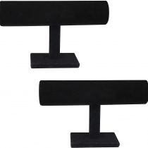 Belle Vous Black Velvet T Bar Bracelet Jewellery Display Stand (2 Pack) - Showcase Home Organiser Holder Rack For Jewellery, Watches, Necklaces and Bangles