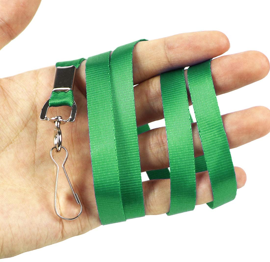 Bird Fiy Green Bulk Lanyards for Id Badges Nylon Neck Flat Lanyard for ID Name Badge Holder/Name Tag (Green, 50Pcs) - Image 3