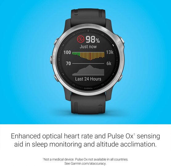 Garmin fēnix 6S, Ultimate Multisport GPS Watch, Smaller-Sized, Heat and Altitude Adjusted V02 Max, Pulse Ox Sensors and Training Load Focus, Silver with Black Band - Image 4