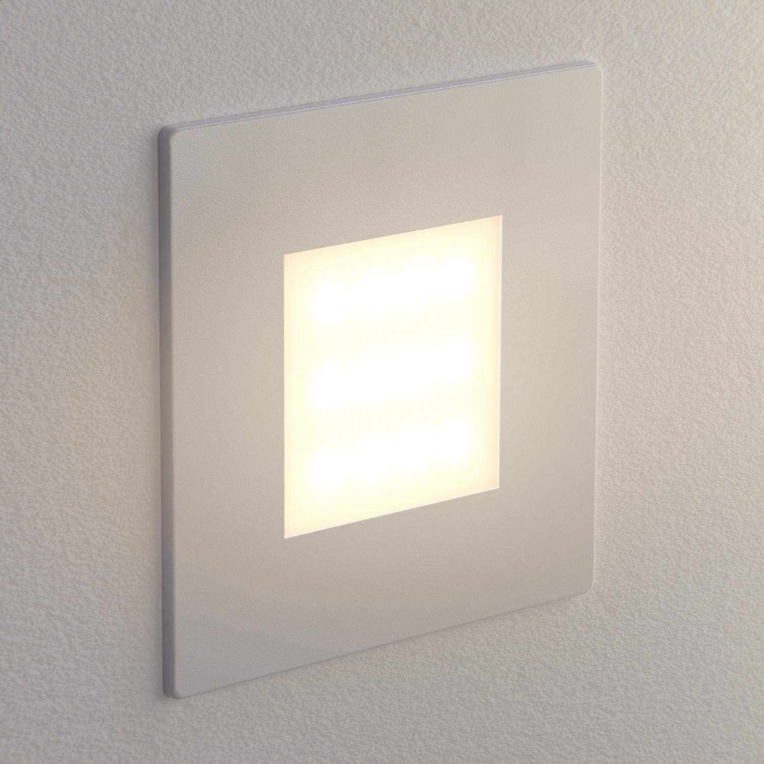ledscom.de 12 LED Staircase Light/recessed wall Light FEX for Indoors and Outdoors Angular, 85 x 85mm, Warm White - Image 3