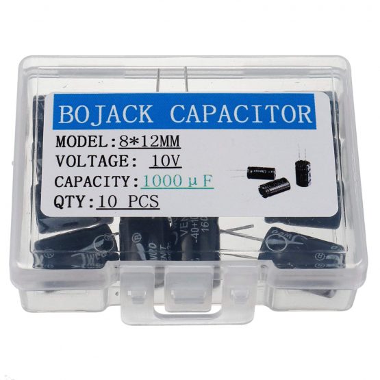 BOJACK 1000uF 10V 8X12mm Capacitors 1000 MFD 10 Volt 0.32x0.47 Inch ±20% Aluminum Electrolytic Capacitors(Pack of 10 Pcs)
