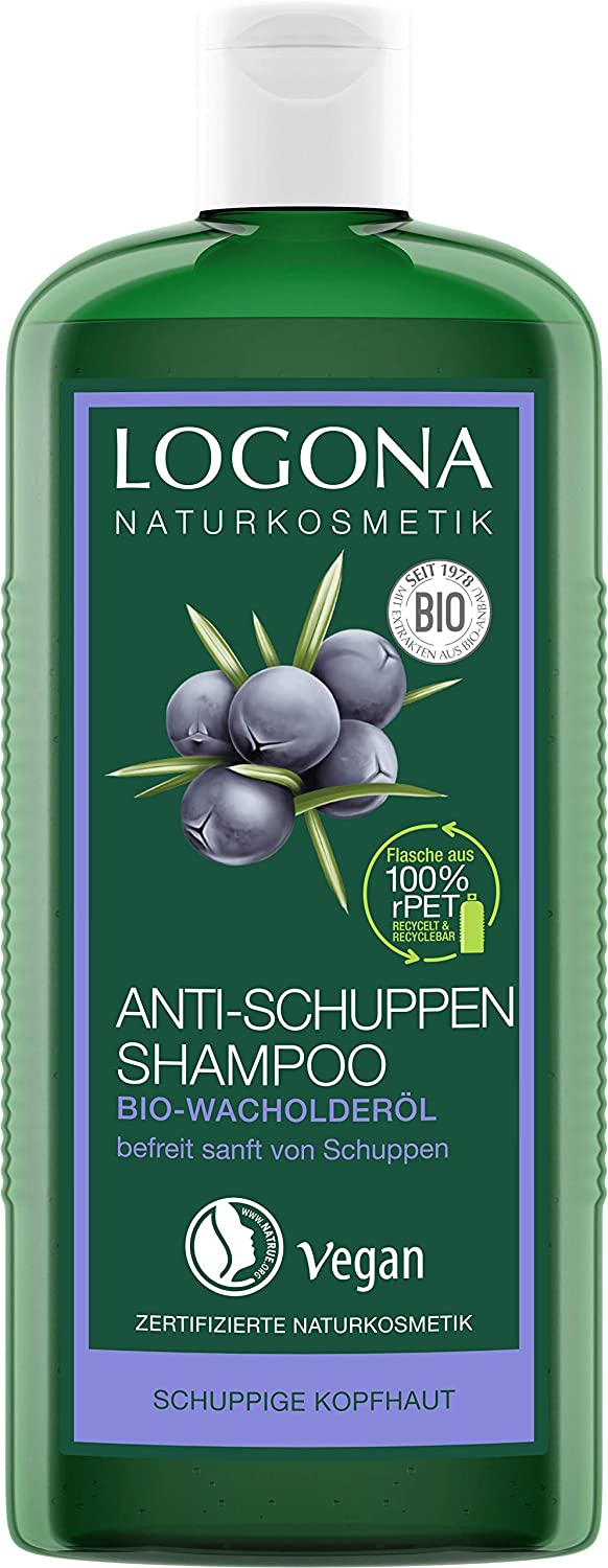 LOGONA Naturkosmetik Anti-dandruff shampoo for naturally healthy hair suitable for flaky scalp hair shampoo with vegan formula made of organic juniper oil