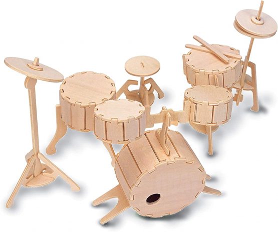 Quay L005 Drums Woodcraft Construction Kit, Brown