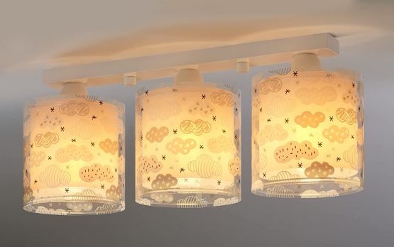 Dalber Children's Ceiling Light, Children's Room Ceiling Light 3 Lights Clouds Pink - Image 3