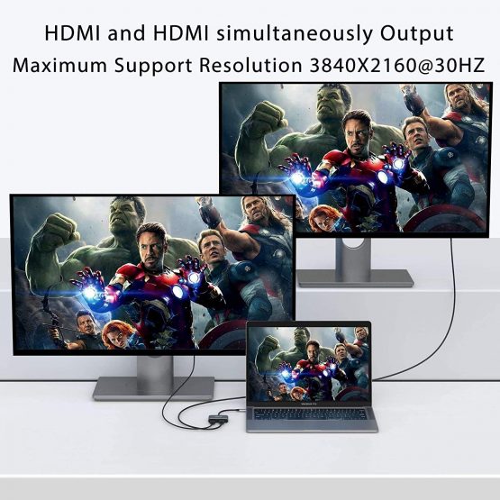 USB C to Dual HDMI Adapter, USB Type C to Dual Monitor HDMI Adapter 4K@60HZ for MacBook Pro 2020-2016,MacBook Air 2020-2018,Chromebook Pixel,LenovoYoga 720/730,Surface Book 2 etc - Image 4