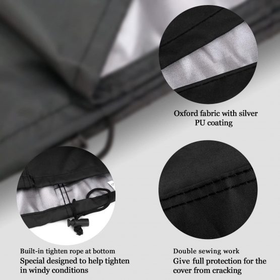 COSORO Barbecue Cover Waterproof Oxford Cloth - Heavy Duty BBQ Grill Cover Rain-proof & Dust-proof & Anti-UV Outdoor Garden Grill Protector for Weber, Brinkmann, Holland, Char Broil, Jenn Air - Image 4