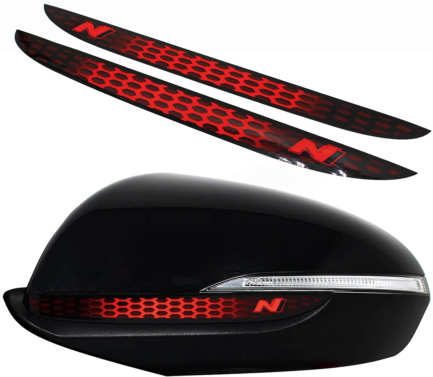 Mirror Strip Mirror Sticker Film Stripes Decorative Exterior Mirror Rear View Mirror Car Sticker Digital Print Honeycomb (Carmine Red (DS013))
