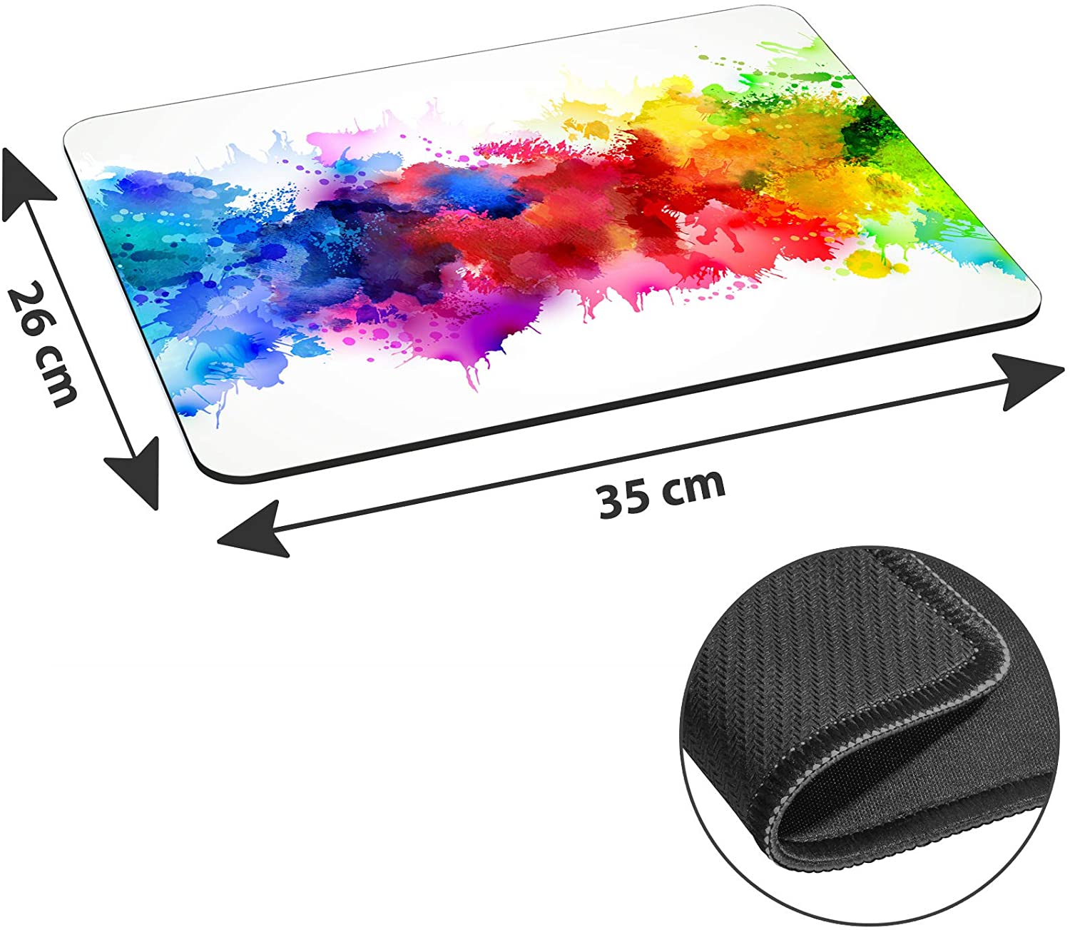 Pedea Gaming and Office Mouse Mat - 350 x 280 mm - with Stitched Edges and Non-Slip Bottom, Color Blob, 35 x 26 cm - Image 2