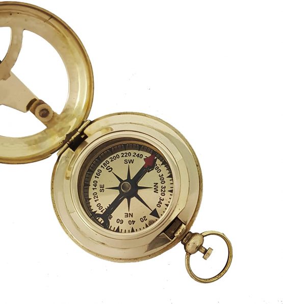 The New Antique Store Push Button Brass Pocket Compass - Image 2