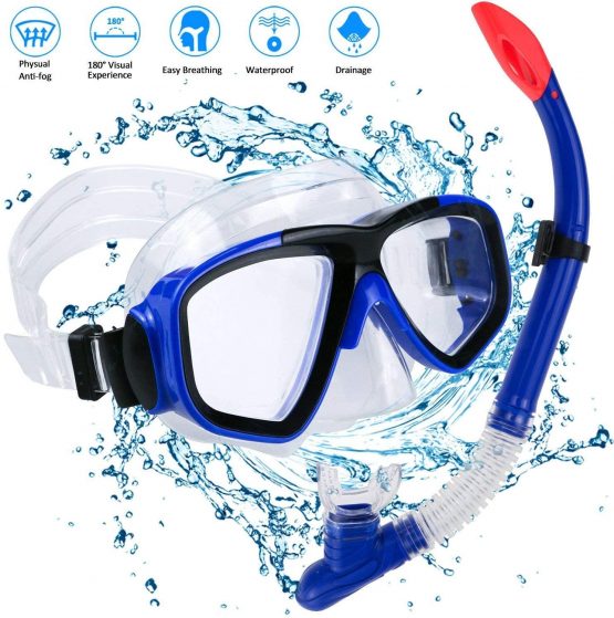 AIMTOP Snorkel Set Kids Adults, Dry Top Scuba Diving Mask, Panoramic ...