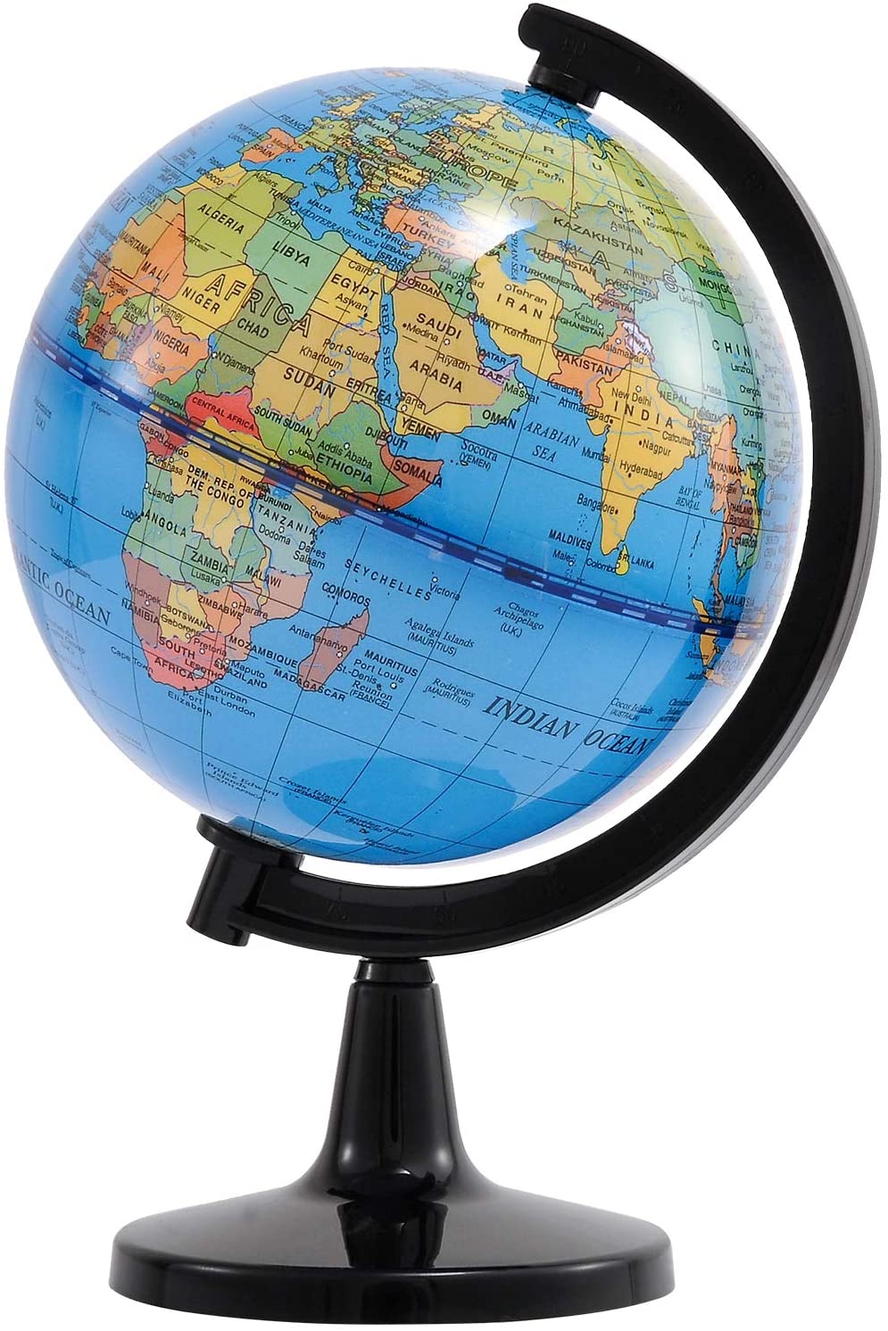 Fun Lites 10.6CM World Globe for Kids Learning Educational Rotating World Map Globes Mini Size Decorative Earth Children Globe for Classroom Geography Teaching Desk and Office Decoration