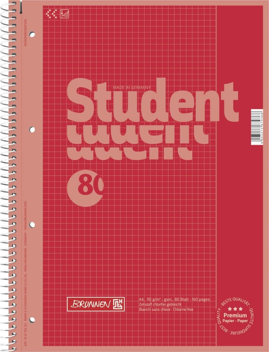 Brunnen Colour Code 1067926123 Notebook/Student Notepad A4, Squared (Type 26) 90g/m² 80 Pages, Red - Image 2