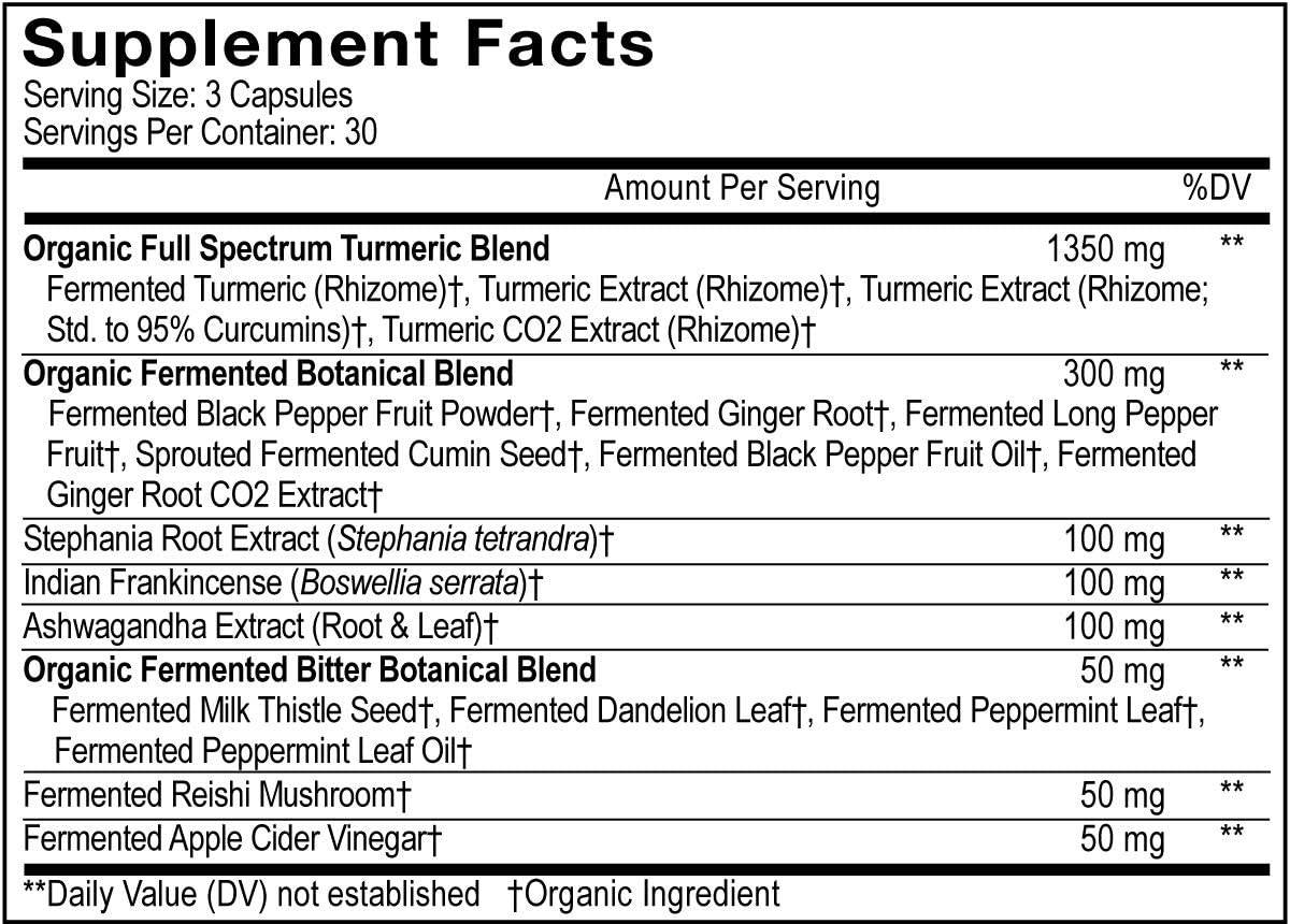 Codeage Fermented Turmeric with Essential Oils + Digestive Bitters + Adaptogenic Herbs for Improved Absorption Joint Support - Image 2
