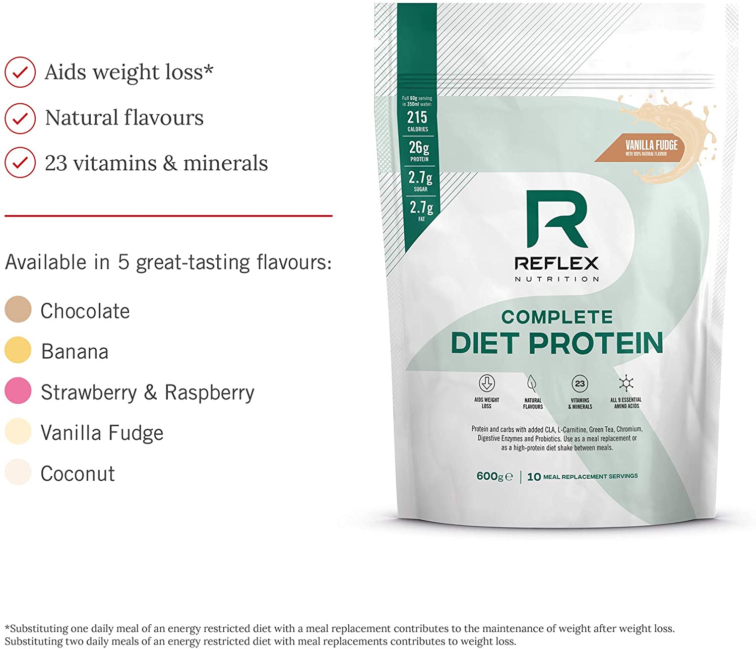 Reflex Nutrition Diet Shake | Diet Meal Replacement Shake | 108 Calories | Diet Protein Powder (Vanilla Fudge) (600g) - Image 4