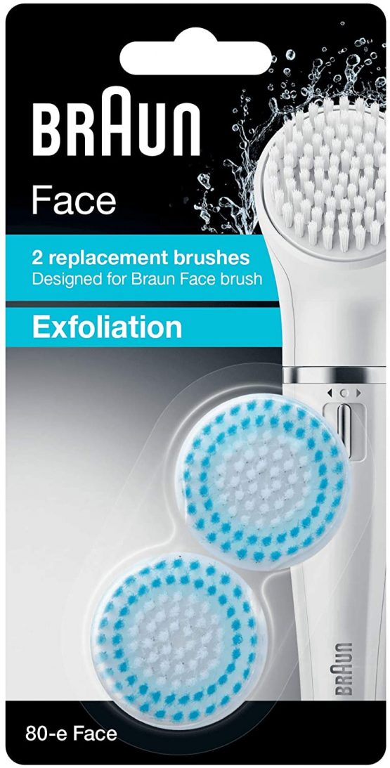 Braun 80-s Face Extra Sensitive Replacement Brush for Sensitive Skin, Pink, Pack of 2