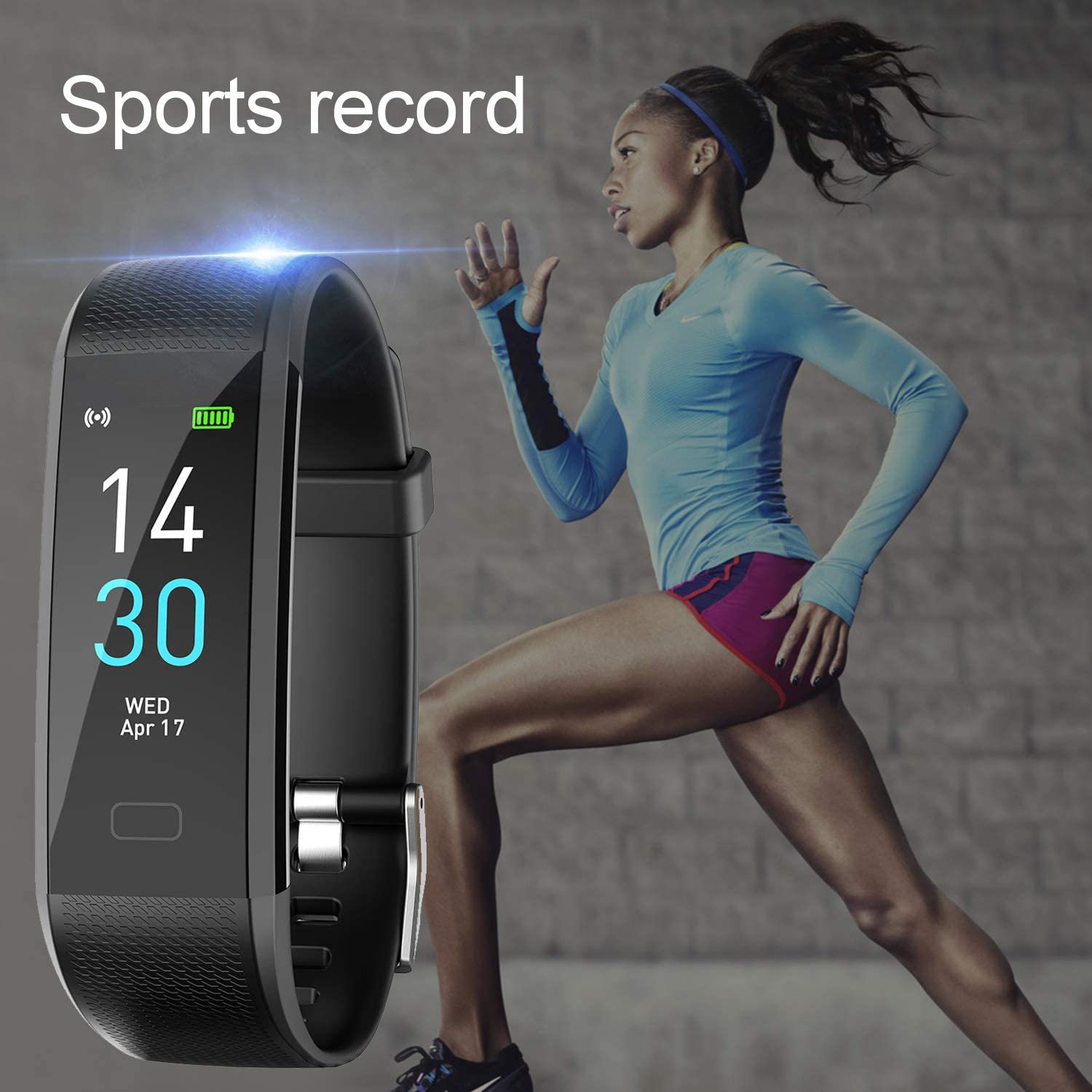 HSW M2 Smart Band Bracelet Watch Bluetooth Smartband Blood Pressure Blood Oxygen Oximeter Heart Rate Monitor Pedometer Fitness Tracker WristBand For IOS Android iPhone Samsung (Black) - Image 4