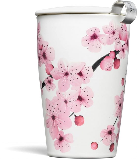 Tea Forte KATI Hanami Cup Ceramic Tea Brewing Cup with Infuser Basket 11.86 oz by Tea Forté