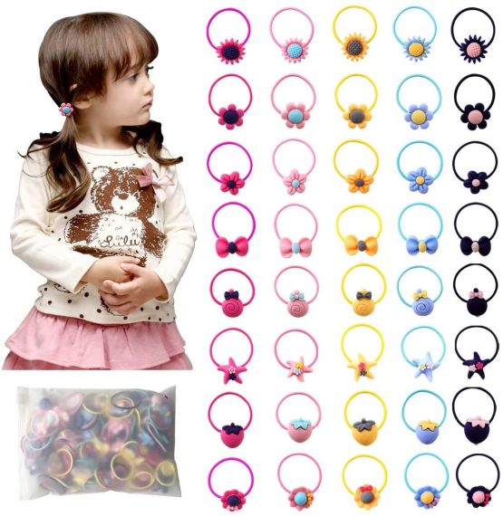 100 pcs Mix Colors Girls Elastic Hair Ties Soft Rubber Bands Hair Bands Ponytail Holders Hair Accessories for Girls Infants Toddlers(50 Pairs) - Image 3