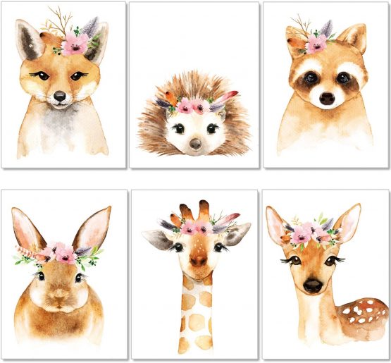 artpin® Set of 6 posters for children's room, A4 pictures, baby room, boho decoration, girls wall pictures, P39