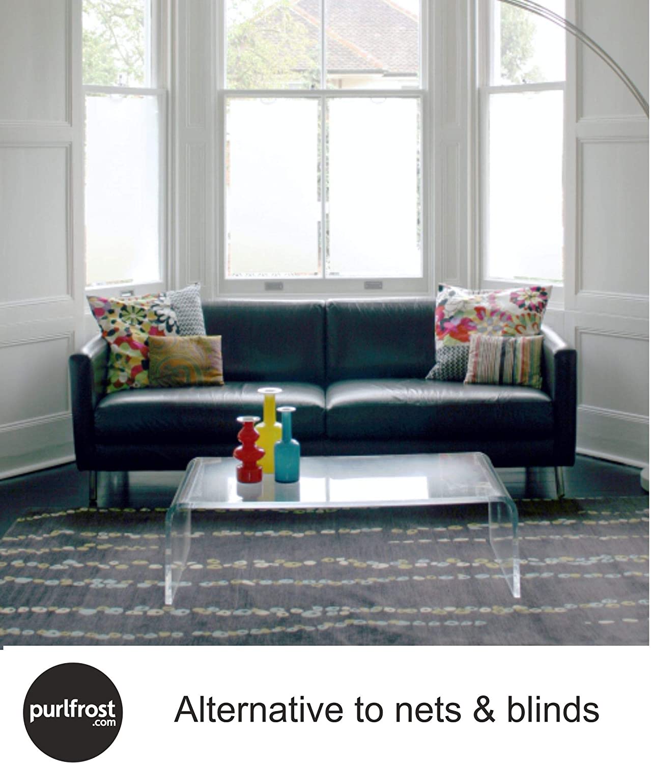 Purlfrost Frosted Window Film Privacy 2m x 1m (79” x 39”3/8), Frosted Glass Film Self Adhesive - Image 3