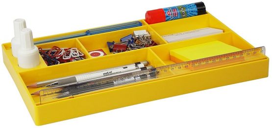 Acrimet Drawer Organizer Bin Multi-Purpose Storage for Desk Supplies and Accessories (Plastic) (Solid Yellow Color) - Image 2