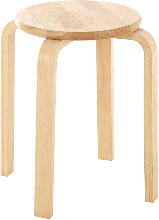Premier Housewares Wooden Stool Small Stool Stacking Stools Tropical Hevea Wood Stool Anti-Fungal Wooden Stacking Stools 44 X 37 X 37 Cm - Image 3