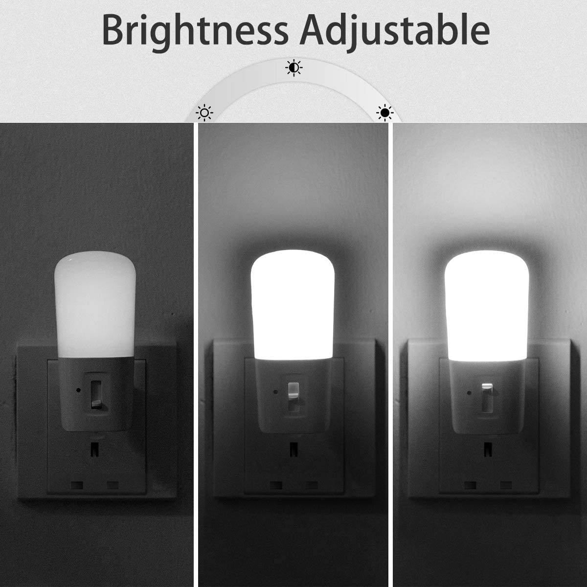 LOHAS-LED Plug in Night Lights, Brightness Adjustable, Light Sensor, Children Room Light, Cool White 6000K, 1W, 5LM-80LM - Image 2