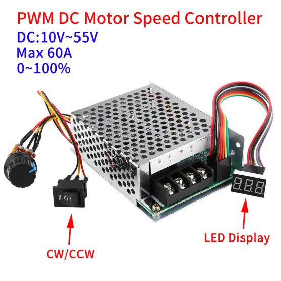 Hilitand DC Motor Speed Controller, Stepper Motor Controller, DC10V to 55V PWM Reversible Motor Controller Switch with Digital Display - Image 4