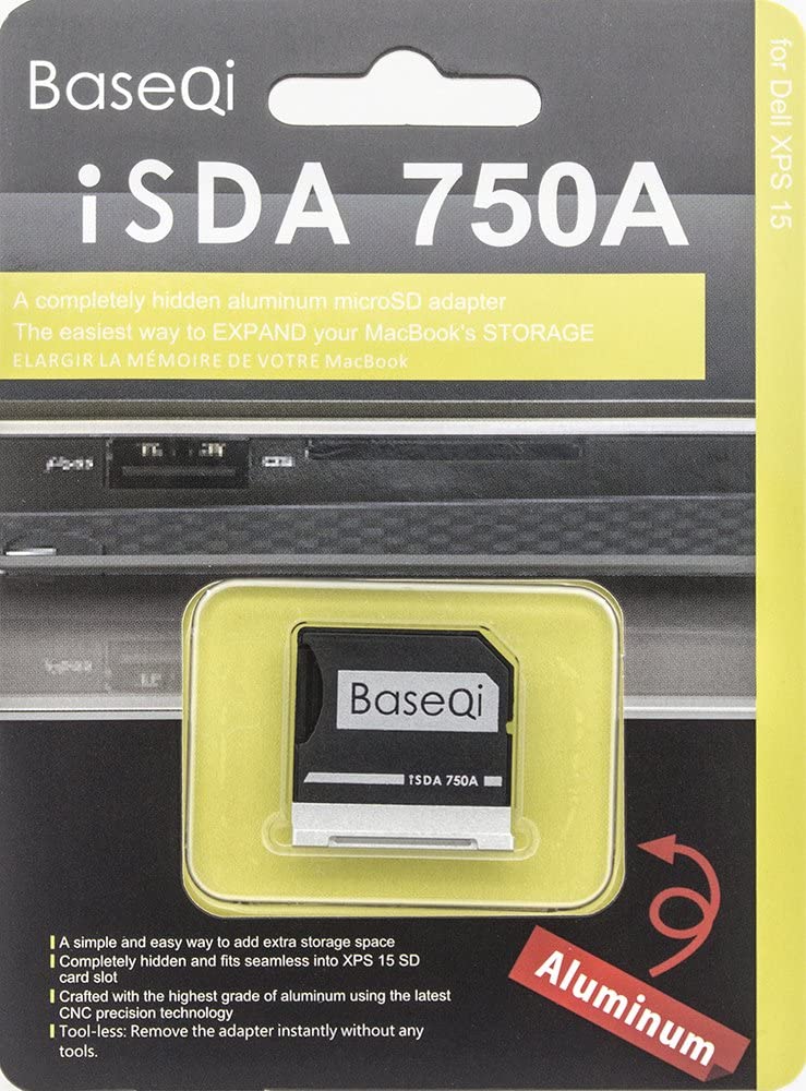BaseQi aluminum microSD Adapter for Dell XPS 15" 9550, Silver - Image 2