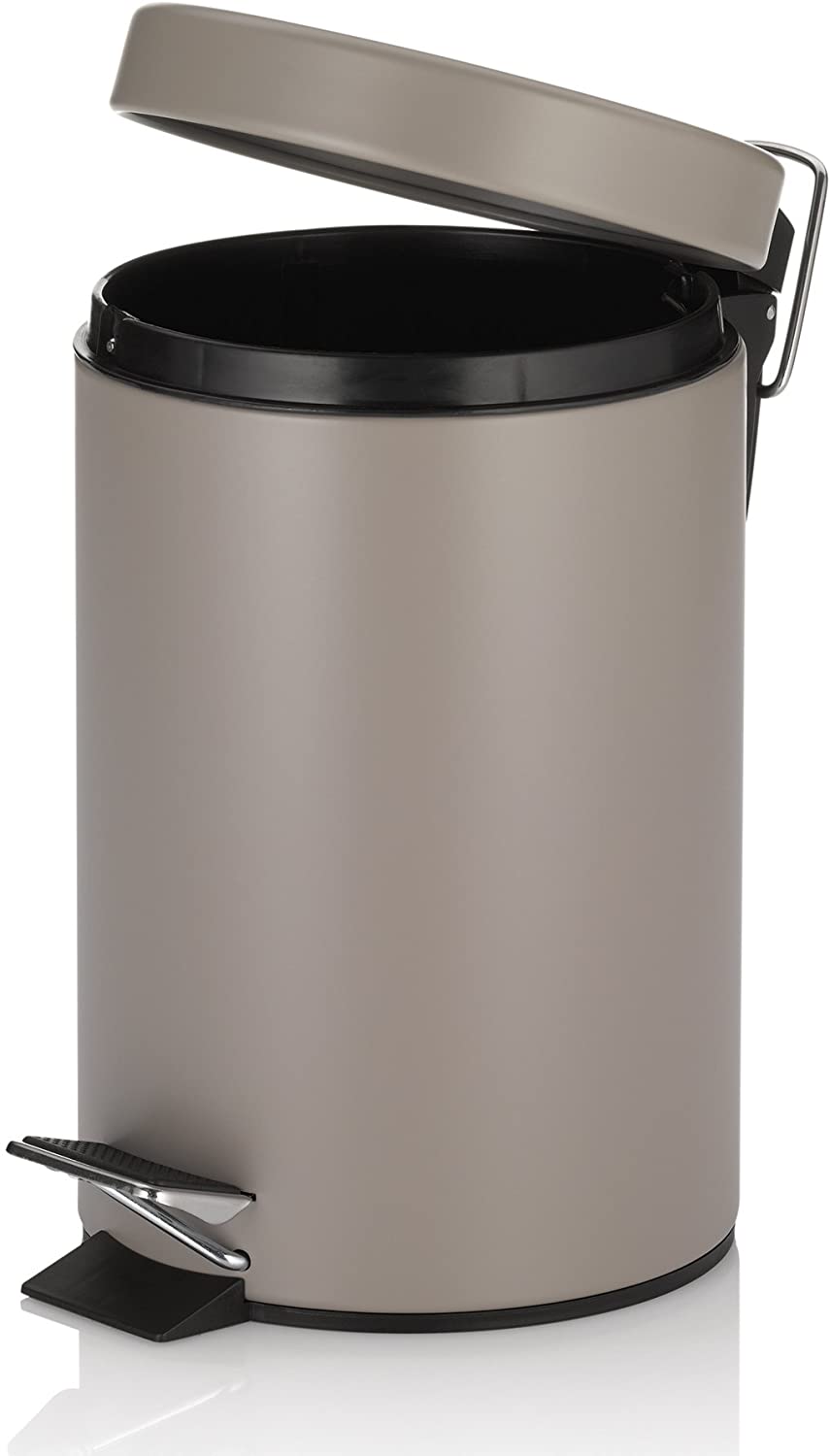 Kela cosmetic bin brown 3l, metal pedal bin bathroom, bathroom waste bin with inner bin and carrying handle, MONACO - Image 2
