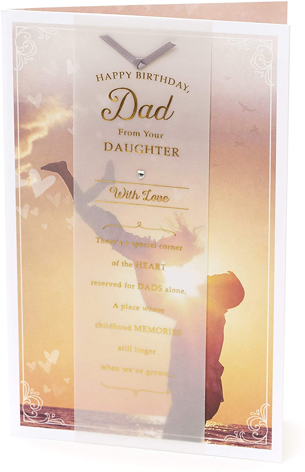 UK Greetings Dad from Daughter Birthday Card, Dad Birthday Card, Sentimental Message Inside, white|grey|brown|beige - Image 4