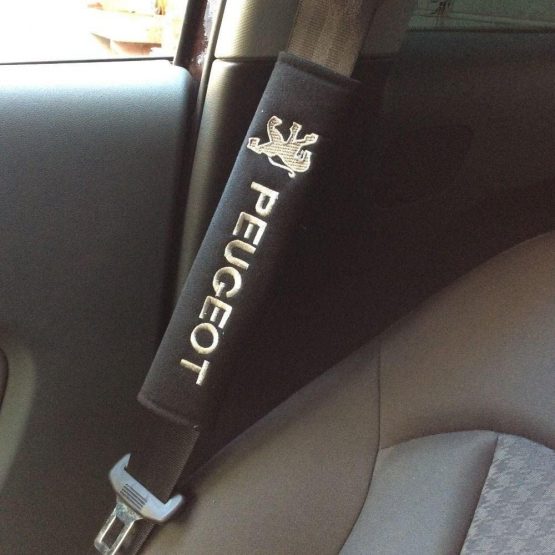 Peugeot PUGS Seat Belt Pads Silver Black - Image 2