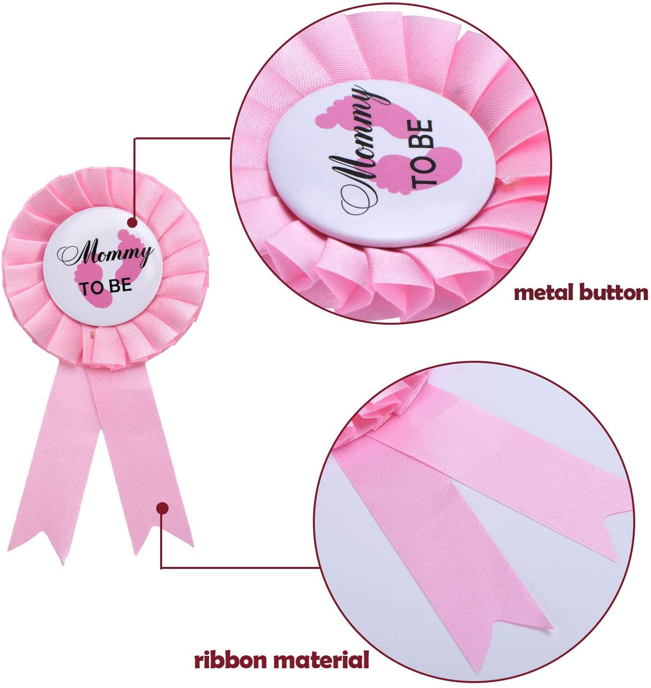 Willbond 2 Pieces Daddy and Mommy to Be Tinplate Badge Pin Gender Reveal Button Pins New Daddy Mom Gifts for Baby Shower Party Celebration Pink and Blue - Image 2