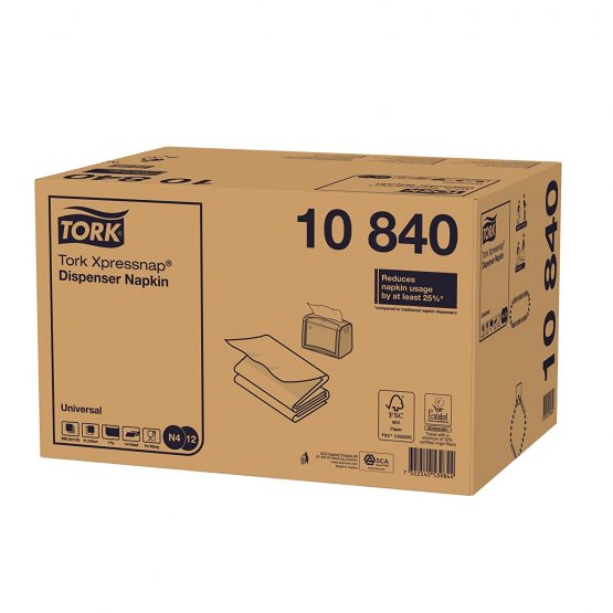 Tork 10840 Xpressnap Napkins N4 / Suitable for N4 Interfold Napkin System Dispensers/White / 1-Ply / 8 x 1125 (10.7 x 16.5 cm) - Image 2