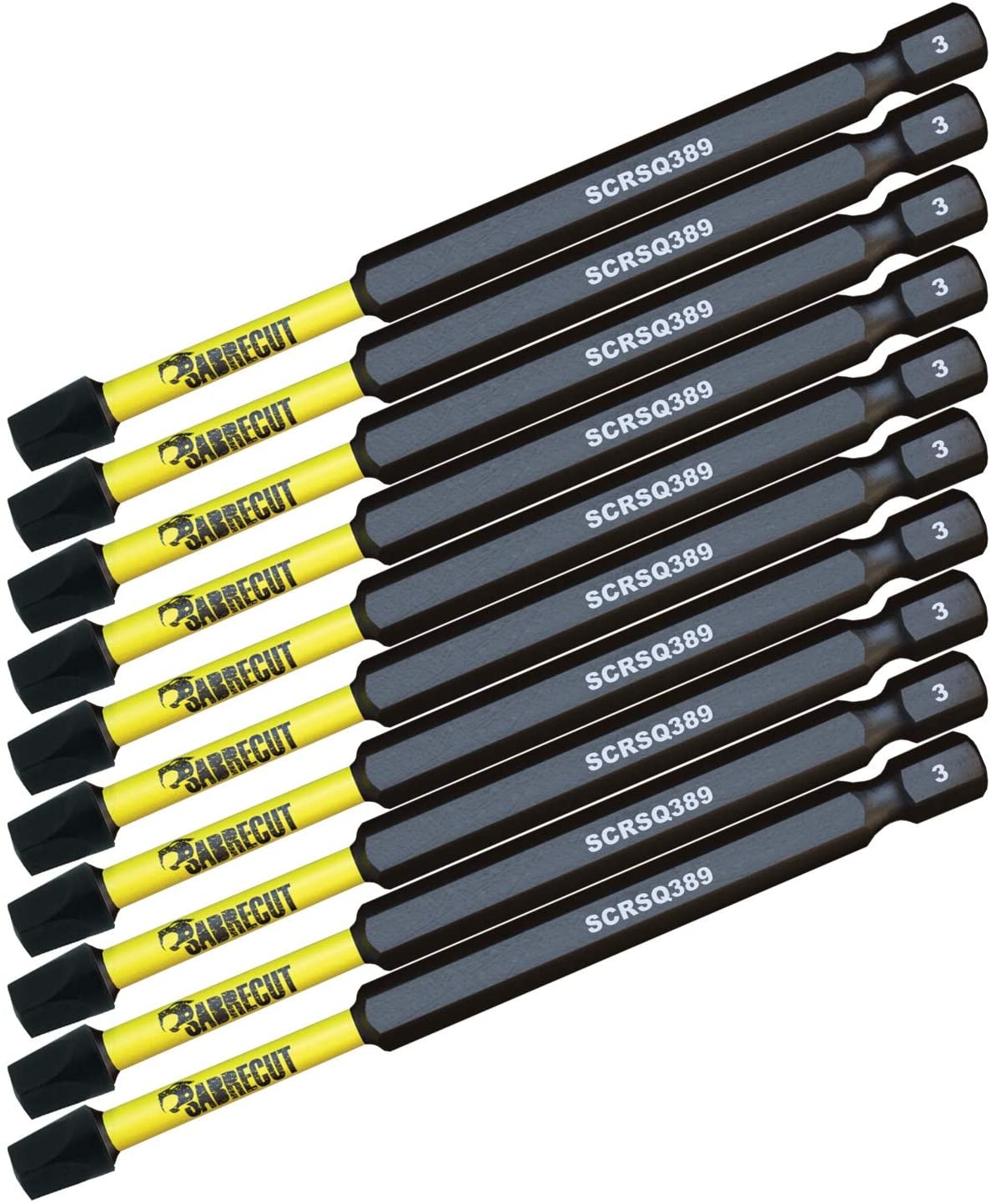 10 x SabreCut SCRSQ389_10 89mm SQ3 Square Magnetic Impact Screwdriver Driver Bits Set Single Ended Heavy Duty - Image 2