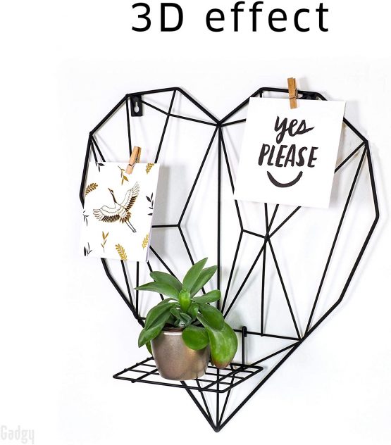 Gadgy Hanging Heart | Wire Mesh Panel | 43 x 42 cm. | Room Decor For Teen Girls | Wire Wall Grid Panel | Wire Notice board | Picture Wall| Metal Frame | Heart Wall Decor | Photo Wall Display - Image 4