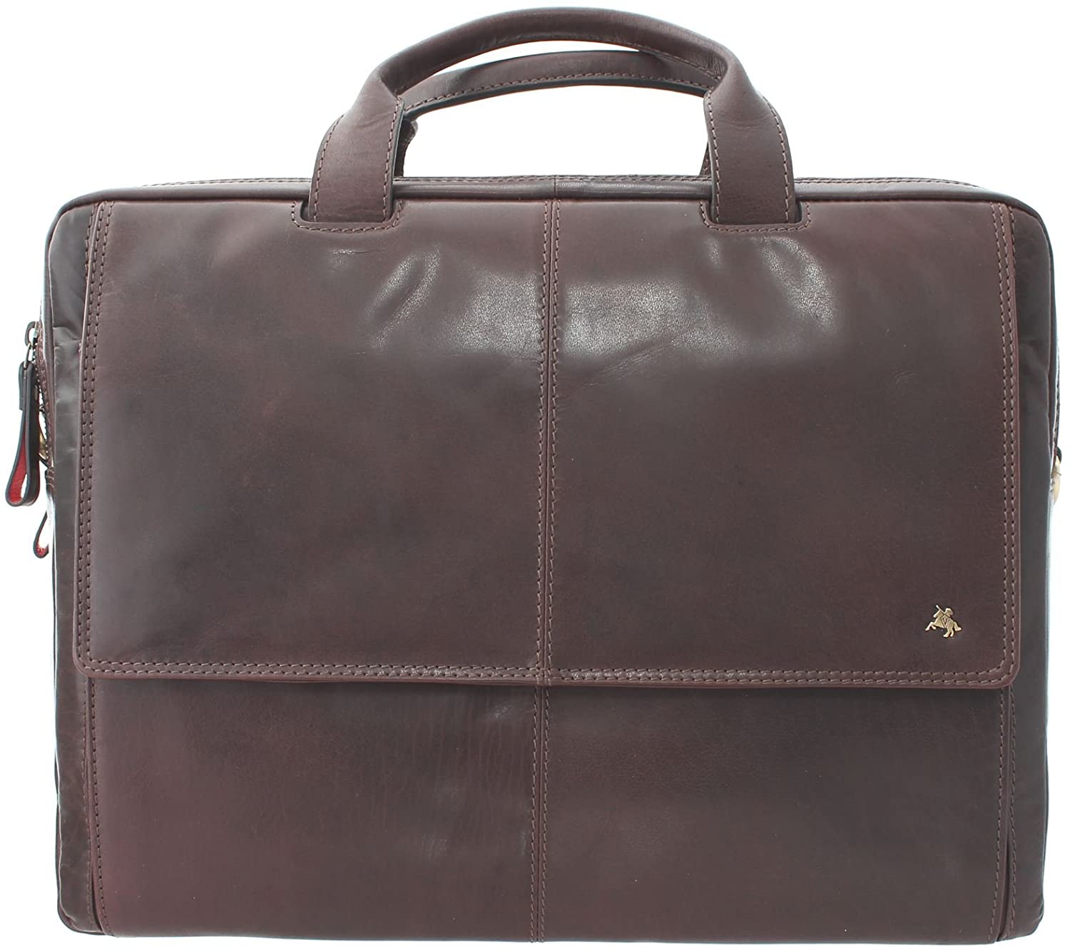 VISCONTI ANDERSON Leather Briefcase/Business Bag With Removable Laptop Sleeve - ML24 Brown - Image 3