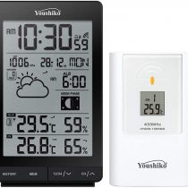 Youshiko Wireless Weather Station, (Official UK Version/Premium Quality/Clear Display) with Radio Controlled Clock Indoor Outdoor Temperature Thermometer, Humidity Barometric pressure (Tall)