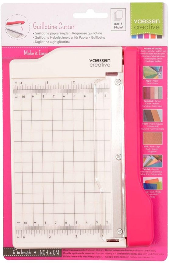 Vaessen Creative Mini Guillotine Paper Cutter, White/Pink, 4 x 6 inches - Image 2