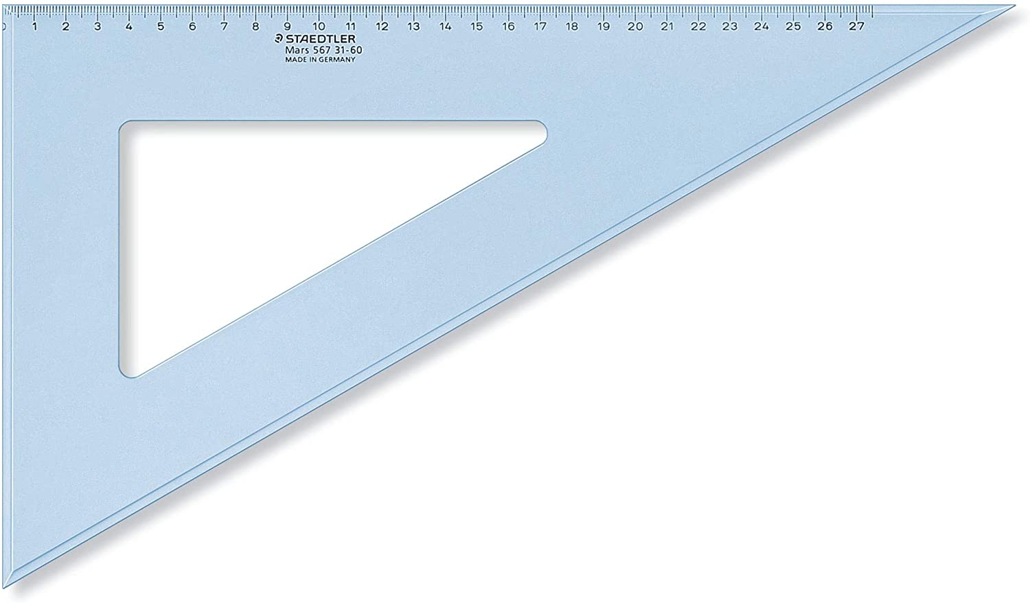 STAEDTLER 567 31-60 Mars Set Square, 31 cm 60/30 Degree - Transparent Blue (Pack of 1) - Image 2