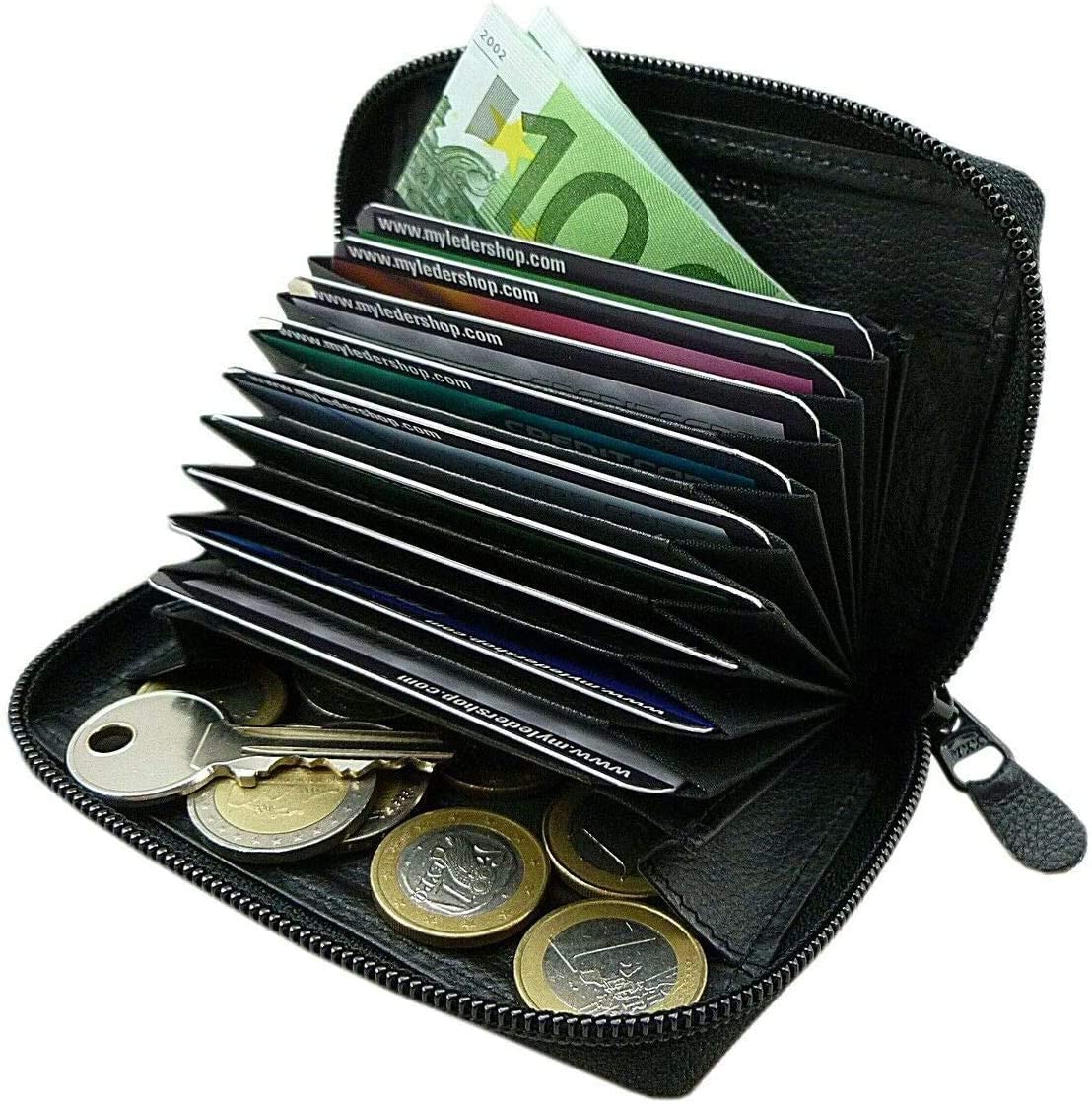 myledershop Universal Leather Credit Card case and Wallet in Black