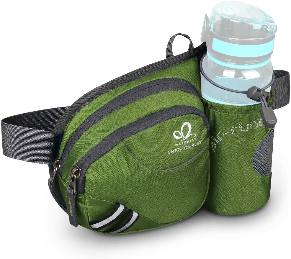 Waterfly Waist Pack Fanny Pack Bum Bag Hip Pack Running Bag Waist Bag Running Belt Sack Water Resistant with Bottle Holder for Hiking Camping Dog Walking