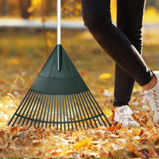 ORIENTOOLS Garden Leaf Rake Adjustable Lightweight Steel Handle Comfortable Grip Handle Plastic Head Poly Shrub Rake 26 Tines110 to 168cm (Red Rake Head) - Image 4