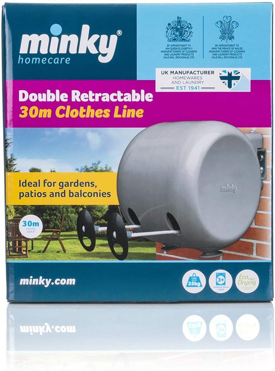Minky Retractable Duo Reel Washing Line, Grey - Image 2
